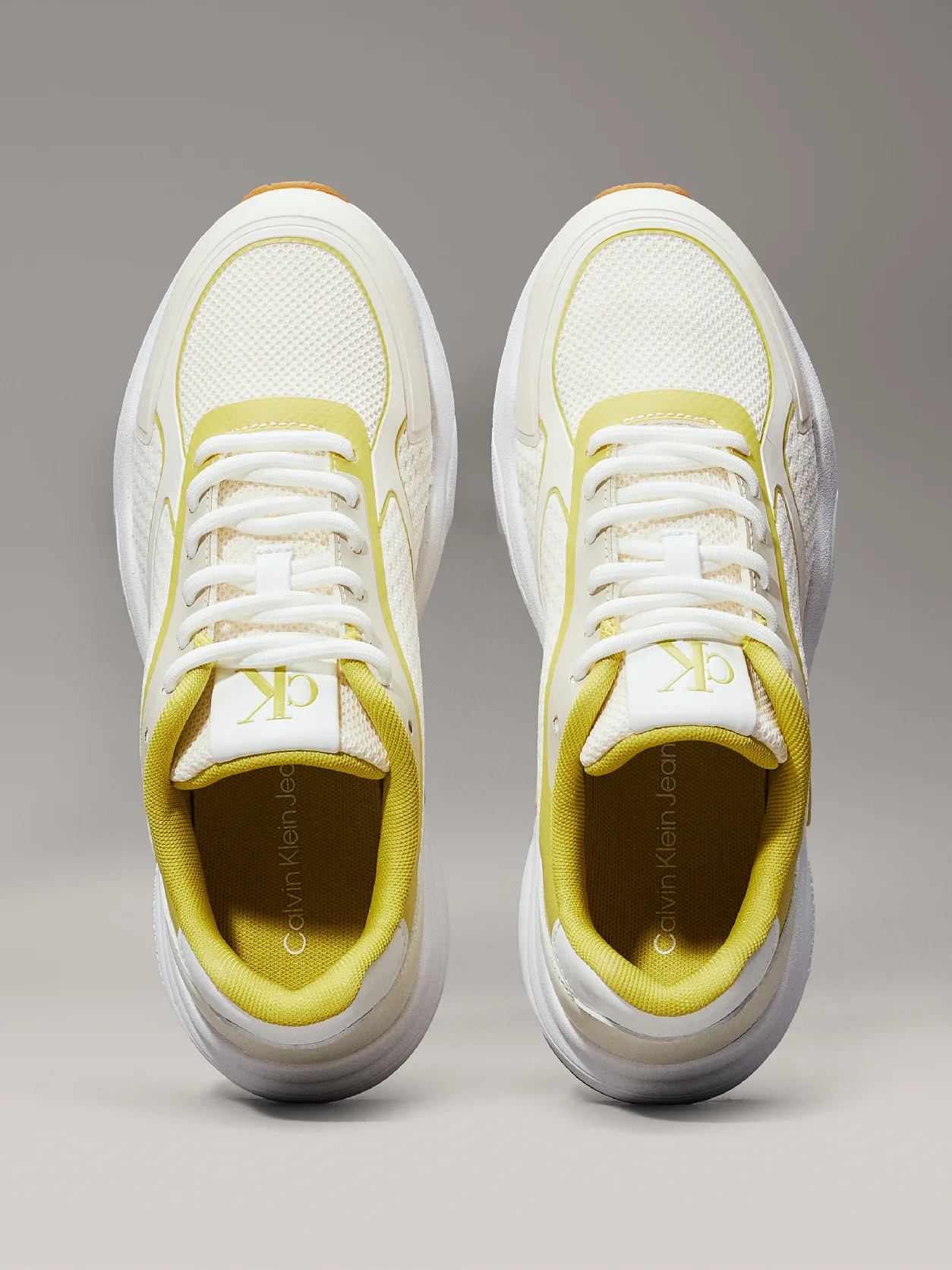 Snow White/Warm Olive Mesh Trainers